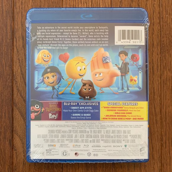 New The Emoji Movie Blu-Ray + Digital Animated Family Comedy - Picture 2 of 2